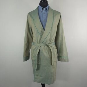 Vintage Harcourt Robe Mens Large Green Shawl Collar Belted Lounge Wash Wear